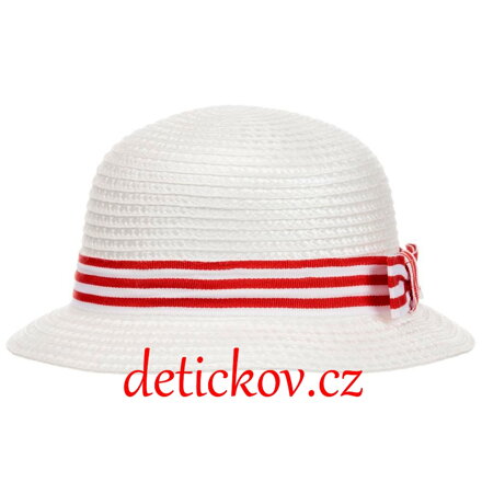 Mayoral baby girl klobouček bílý s červenou mašlí