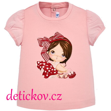 Mayoral baby girl tričko ,,Dívka s mašlí ,, růžové 072