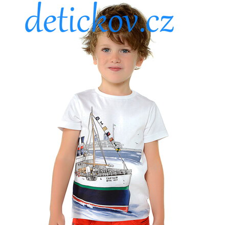 Mayoral mini boy tričko ,, Parník ,, bílé