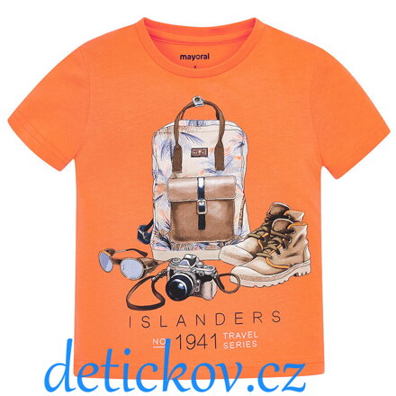 Mayoral mini boy tričko ,,Cestovatel,, oranžové