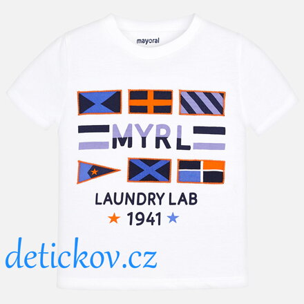 Mayoral mini boy tričko ,, Vlaječky,, bílé
