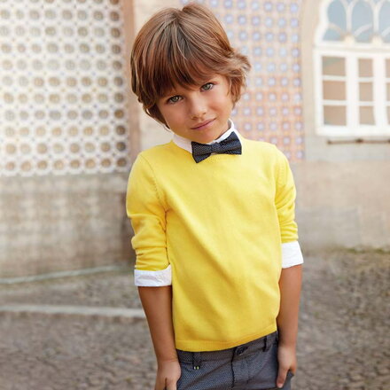 Mayoral mini boy bavlněný basic svetřík žlutý