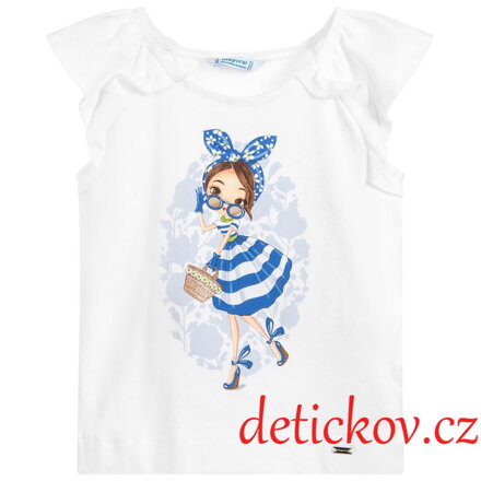 Mayoral mini girl top ,,Dívka v šátku,, modro-bílý
