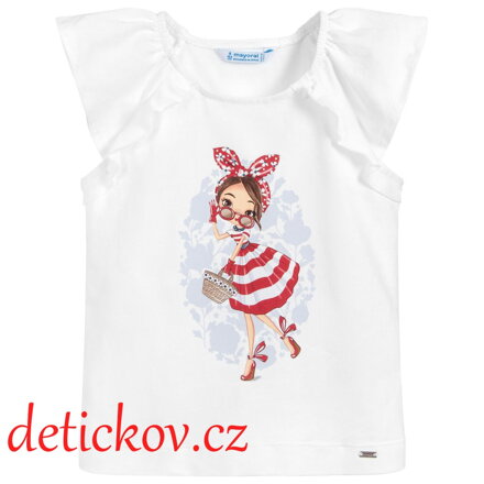 Mayoral mini girl top ,,Dívka v šátku,, červeno-bílý