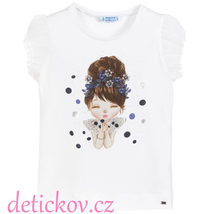 Mayoral mini girl tričko se šifonovým rukávkem ,, Drdol ,, navy b. 92