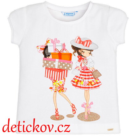 Mayoral mini girl tričko ,,Dárečky,, korálové b. 013