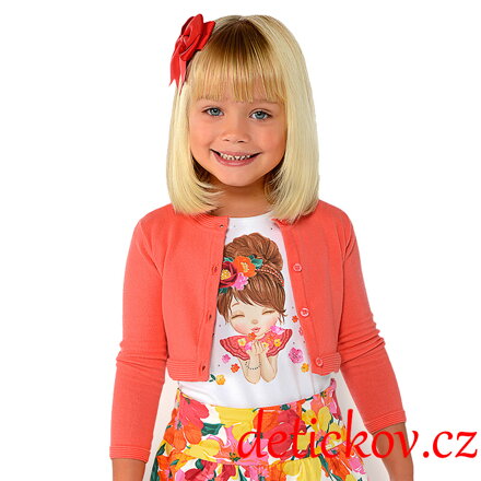 Mayoral mini girl lehoučký cardigan ( bolerko) korálový b. 025