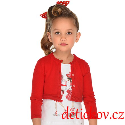 Mayoral mini girl lehoučký cardigan ( bolerko) červený b. 030