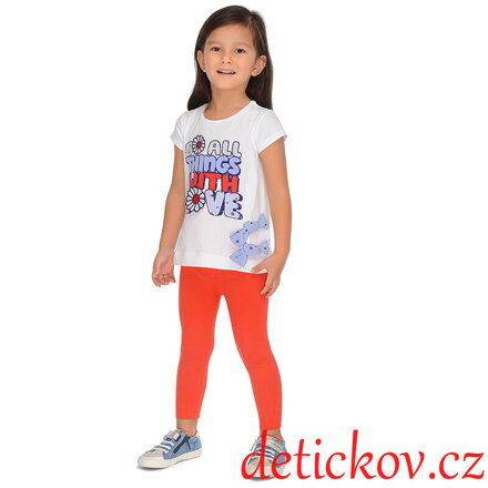 Mayoral mini girl komplet s legínkami ,, With love,, tomatový