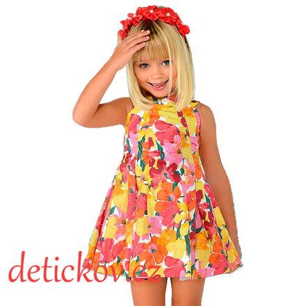 Mayoral mini girl plátěné šatičky barevné Květy
