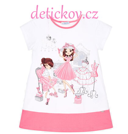 Mayoral mini girl pohodlné bavlněné šatičky ,,Salón,, růžové