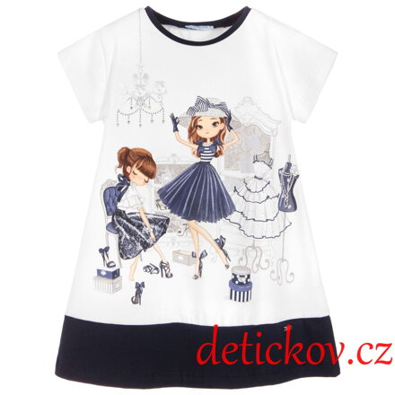 Mayoral mini girl pohodlné bavlněné  šatičky ,,Salón,, modré