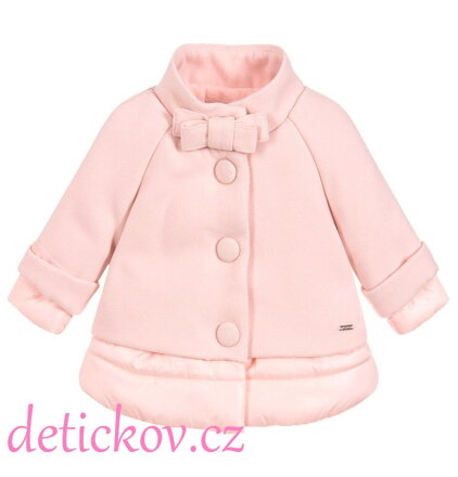 Mayoral baby zimní flaušový kabátek růžový s mašličkou