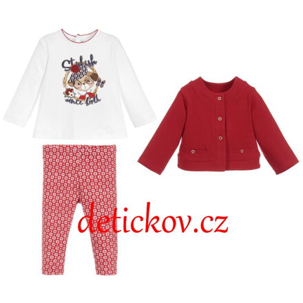 Mayoral baby 3 dílný komplet tunika+legínky+ bolerko červené b.38