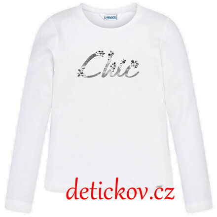 Mayoral girl bavlněné triko s dlouhým rukávem ,,Chic,, bílé b. 017