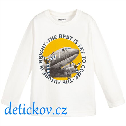 Mayoral mini boy triko ,,Letadlo,, krémové