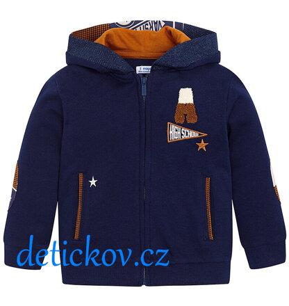 Mayoral mini boy propínací mikina ,,A ,,s kapucí modrá