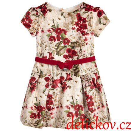 Mayoral mini girl zimní  velurové šatičky,, Flowers,, červené