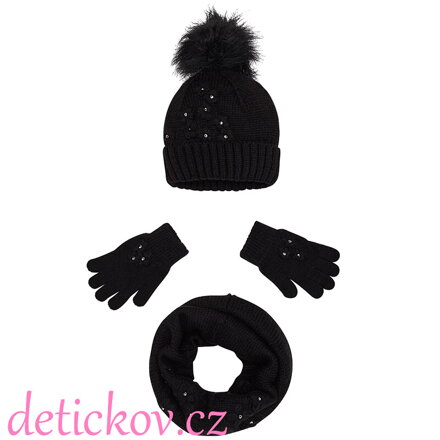 MAYORAL dívčí zimní set s kolovou šálou a rukavičkami černý