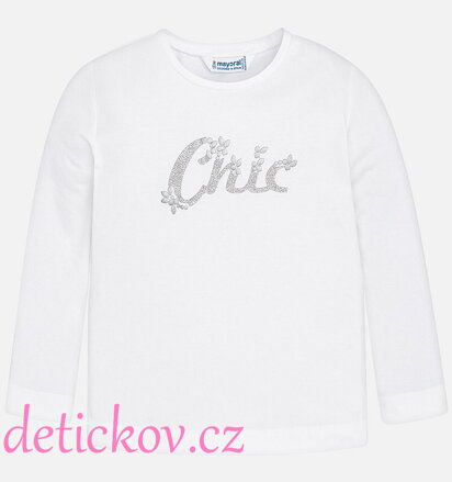 Mayoral mini girl bavlněné triko ,,Chic,, bílé b.85