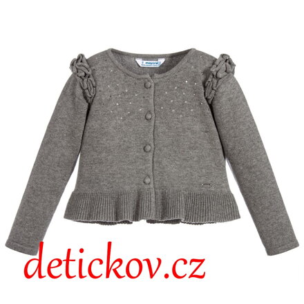 Mayoral mini girl bavlněný cardigan stříbrnošedý