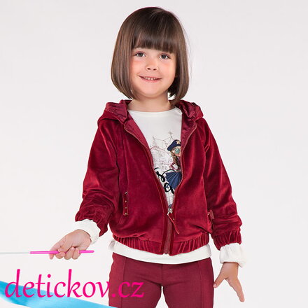 Mayoral mini girl zimní sametová mikinka malinová