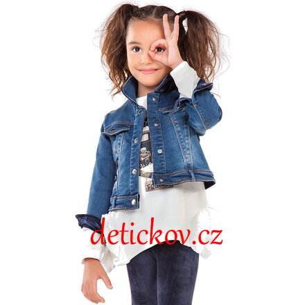 Mayoral mini girl riflová bundička s výšivkou světle modrá
