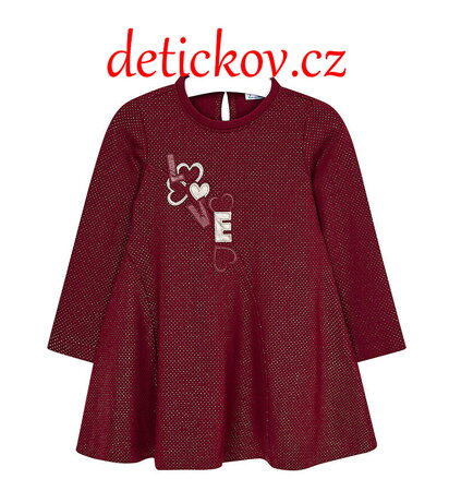 Mayoral mini girl zimní úpletové šaty ,, Love,, malinové