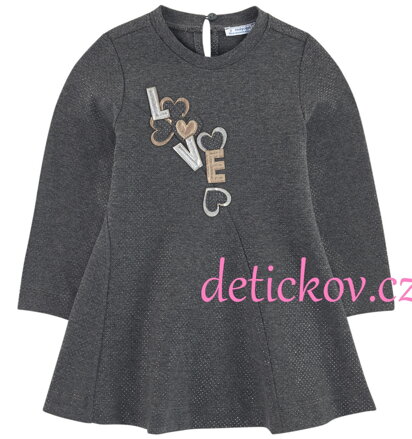 Mayoral mini girl zimní úpletové šaty ,, Love,, šedé