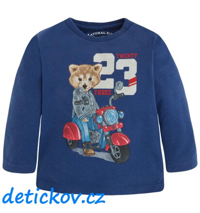 Mayoral baby boy tričko ,,Lišák na motorce,, modré