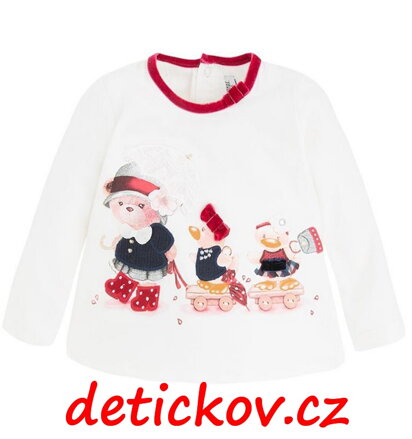 Mayoral baby girl tričko ,,Vláček,, smetanové