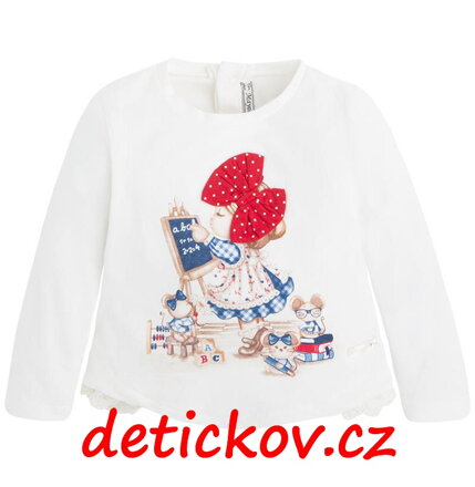 Mayoral baby girl tričko ,,Učitelka,, s červenou mašlí