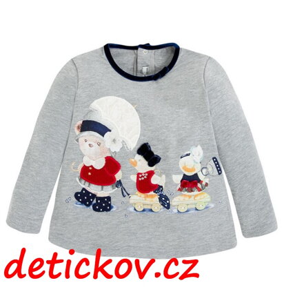 Mayoral baby girl tričko ,,Vláček,, stříbrné
