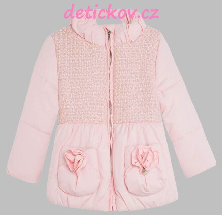 Mayoral mini girl zimní kabátek s tvídem růžový
