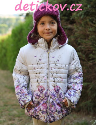 Mayoral mini girl zimní kabátek s květinovým potiskem fialovým b. 045