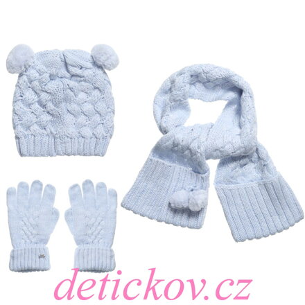 MAYORAL dívčí zimní set s rukavičkami světle modrý 