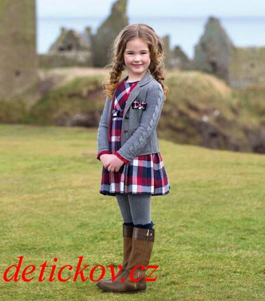 Mayoral mini girl kárované vlněné šaty červeno-modré