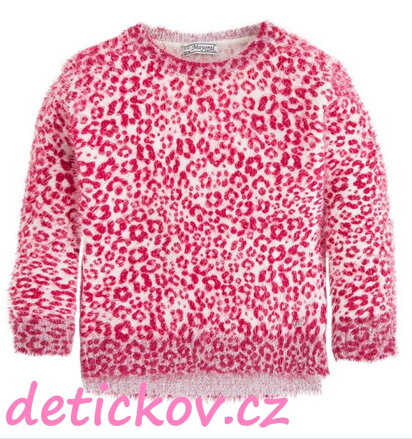 Mayoral mini girl chlupatý svetřík jahodový leopard