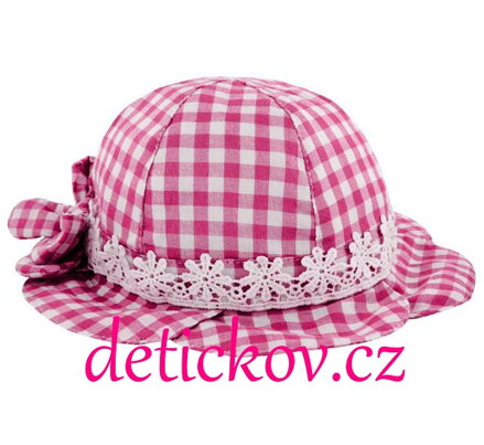 Mayoral baby bavlněný klobouček s krajkou růžové kostičky