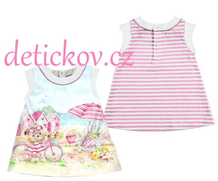 Mayoral baby letní mako šatičky ,, Medvěd na pláži ,, růžové