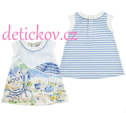 Mayoral baby letní mako šatičky ,, Medvěd na pláži ,, modré
