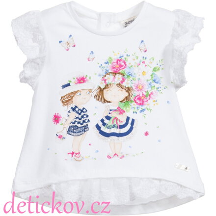 Mayoral baby tričko "Two girls" tmavě růžové poppy