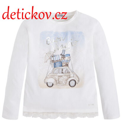 Mayoral girl halenka ,,AUTO,, bílé