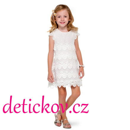 Mayoral mini girl šaty z krajky krémové