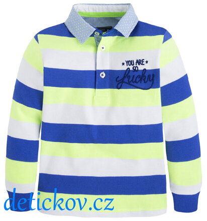 Mayoral mini boy polo ,, Lucky,, limetkové pruhy