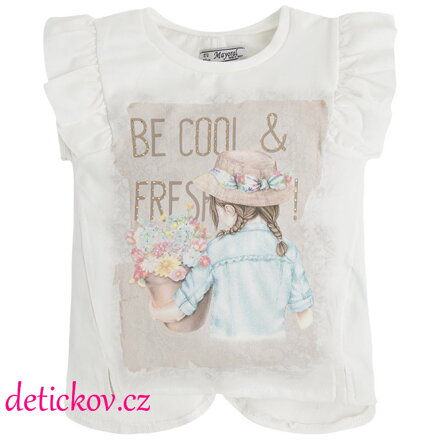 Mayoral mini girl tričko "Fresh flowers" zelený  potisk b. 090