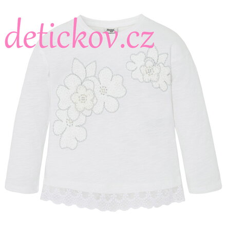 Mayoral mini girl bílé tričko s krajkový  lemem b. 041