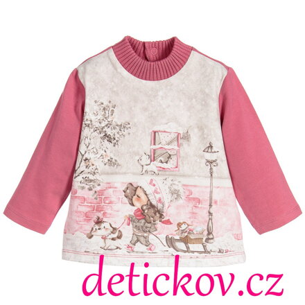 Mayoral baby girl tričko - roláček ,,Zimní procházka,, růžové