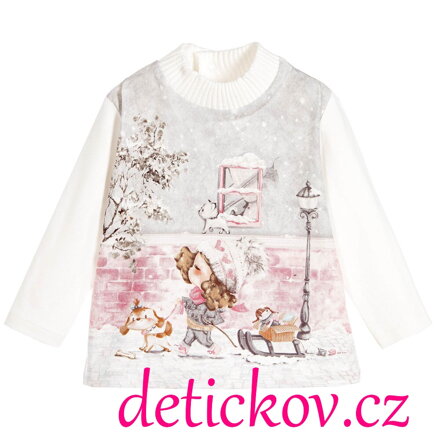Mayoral baby girl tričko - roláček ,,Zimní procházka ,,bílé