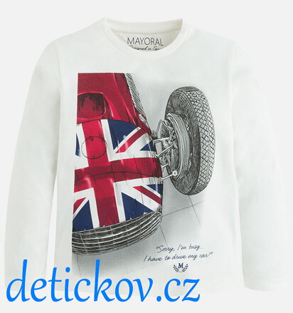 Mayoral mini boy triko ,,UK Cars ,,bílé